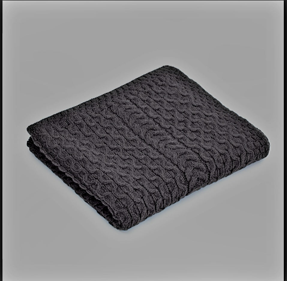 Stunning Thick Heavy  Patchwork Super Soft 100% Merino Wool Knit Throw 42" x 64" Natural Color