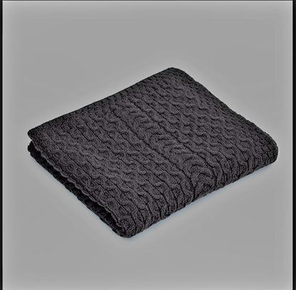 Stunning Thick Heavy  Patchwork Super Soft 100% Merino Wool Knit Throw 42" x 64" Natural Color