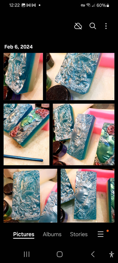 Wildcrafted Artisan  MYTHOLOGY SOAP BASKETS  Handpainted - Elves, Dragons, Mermaids, Wizards, Mystic, Green Man , Wolf  Spa Gift Baskets- Raw Honey & Cocoa Butter Chemical FREE HOLISTIC - Tartarian Treasures & Trinkets