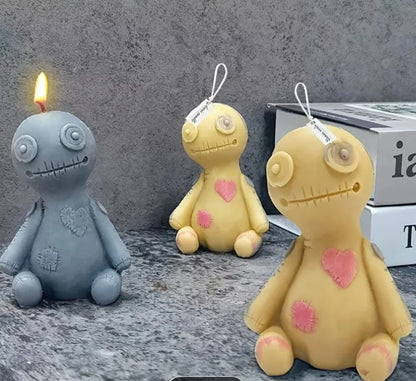 AVAIL NEXT WEEK Revenge Voodoo Doll Candle-Handmade Custom Beeswax w Spell Herbs, Alchemy Oils and Gemstones - Comes w 10 Pins 3.5inch tall - Tartarian Treasures & Trinkets