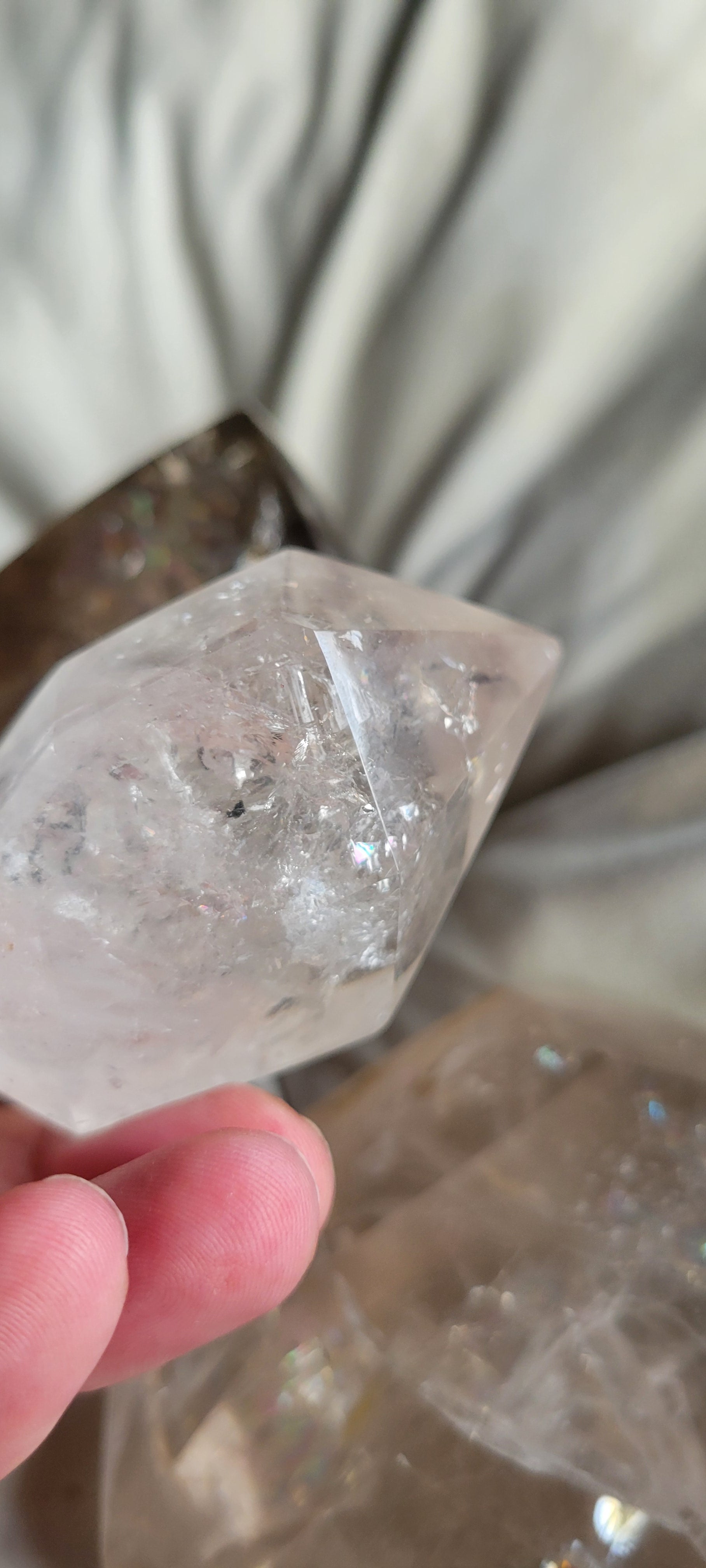 AAA ENHYDRO Large Clear RAINBOW HERKIMER Diamond,  1 Large Air Bubble/Moving Water Crystal Clear Transparent  Syracuse NY 105g - Tartarian Treasures & Trinkets