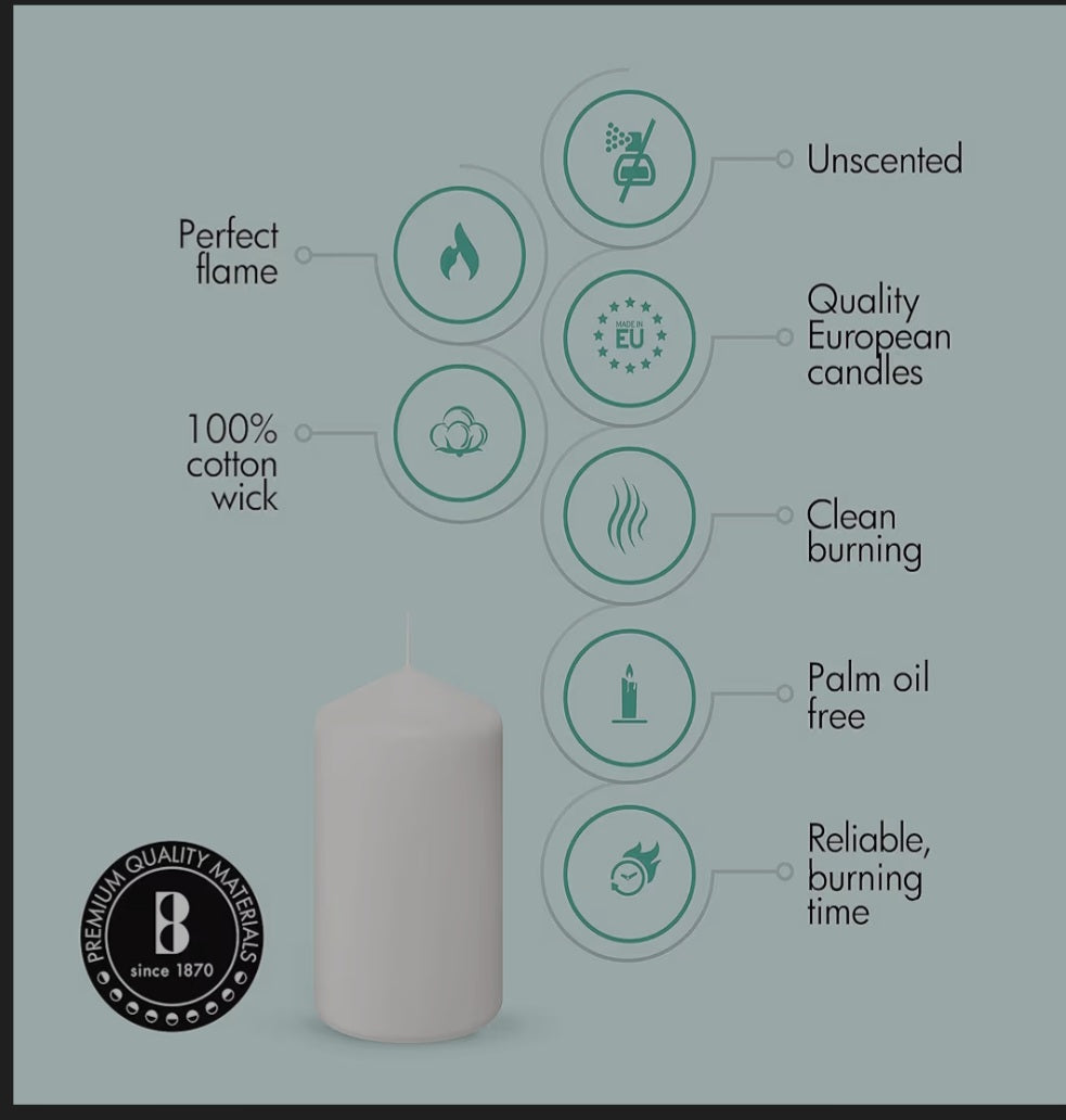 2x4" Elegant Black & White Pillar Candles- Slow Burning, Smokeless High Quality Sets - Tartarian Treasures & Trinkets