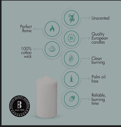 2x4" Elegant Black & White Pillar Candles- Slow Burning, Smokeless High Quality Sets - Tartarian Treasures & Trinkets