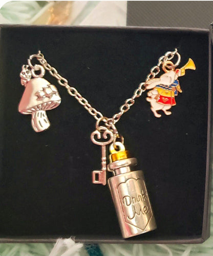 Alice Wonderland Charm Pendants w  2 sided Hookah Caterpillar on Mushroom = Original Ui'Cathain Celtic Design - Tartarian Treasures & Trinkets