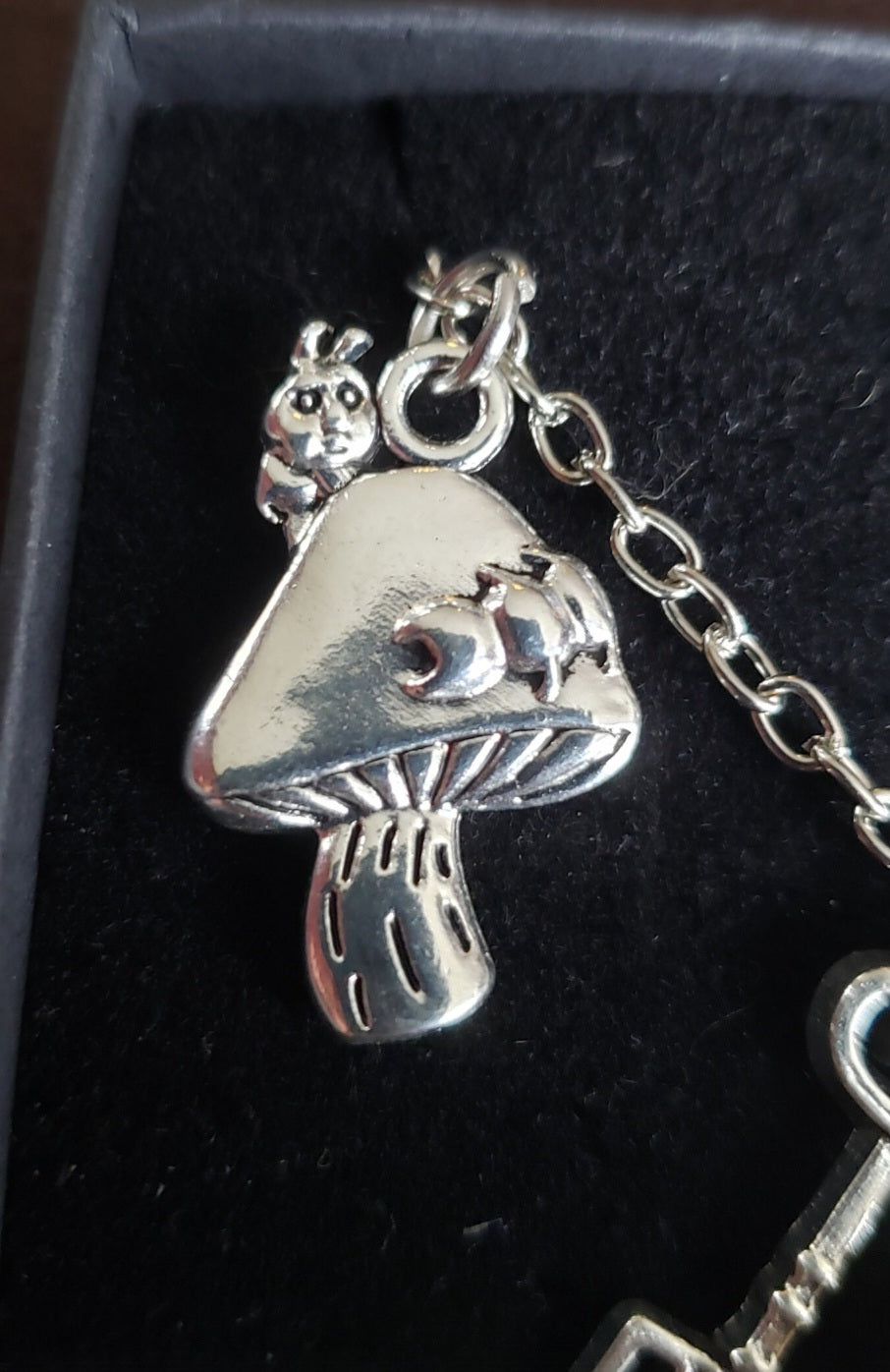 Alice Wonderland Charm Pendants w  2 sided Hookah Caterpillar on Mushroom = Original Ui'Cathain Celtic Design - Tartarian Treasures & Trinkets