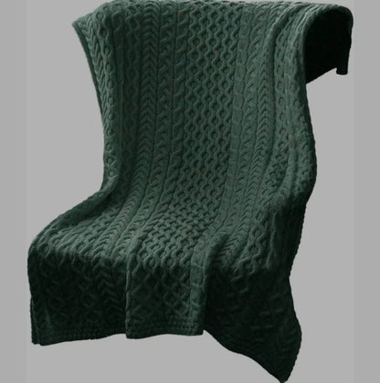 Luxurious 100% Soft No Itch- Merino Wool - Heavy Cable Knit Throw 42" x 62"