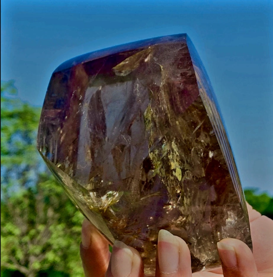 AAA Huge Gorgeous RAINBOW Natural Brazilian SMOKY CITRINE Quartz Crystal Clear Transparent specimen 2.48lb Record Keeper - Tartarian Treasures & Trinkets