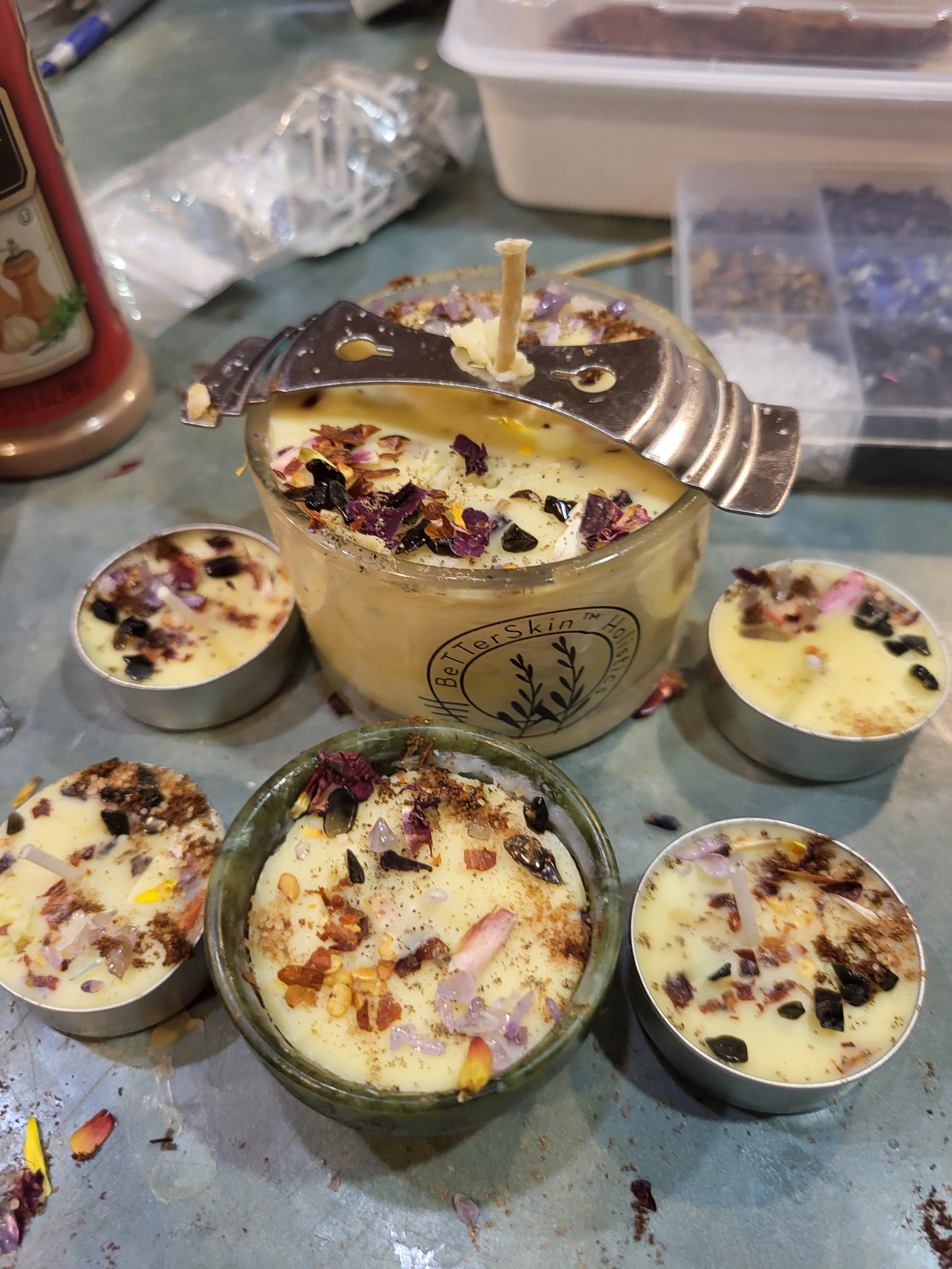 Advanced Candle Magick Spiritual Warfare Gemstone Oils & Herb SPELL CANDLES Beeswax-Handmade - Tartarian Treasures & Trinkets