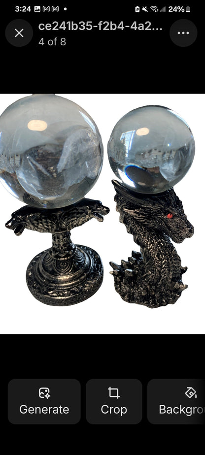Crystal Ball Stands  Sturdy Base Wolf Or Dragon Head  Craft Resin  Gothic Medieval - Tartarian Treasures & Trinkets