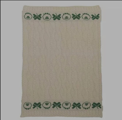 Healthy 100% Merino Wool  Temperature regulating SOFT WOOL-No itch Baby or Pet Blanket 50” L x 36” W Good Luck Shamrocks