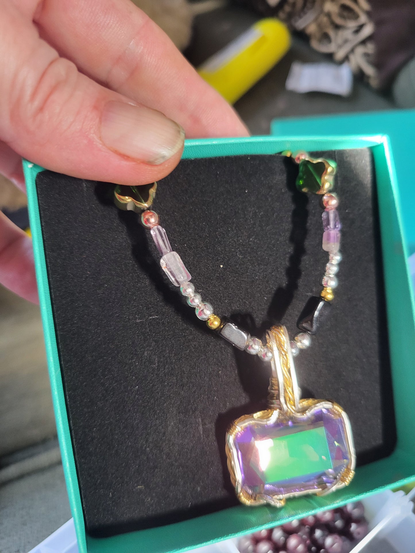 Handmade Lithuanian Crystal +Gemstone Necklace-Ui'Cathain Celtic Designs Original - Tartarian Treasures & Trinkets