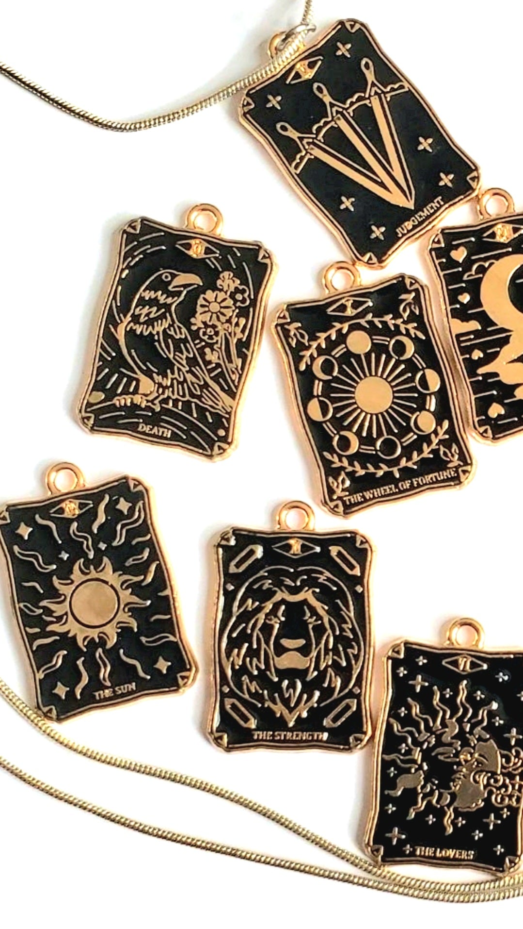 Finely Detailed, High Quality Colored Enamel TAROT Card Pendants!