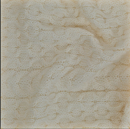 Stunning Thick Heavy  Patchwork Super Soft 100% Merino Wool Knit Throw 42" x 64" Natural Color